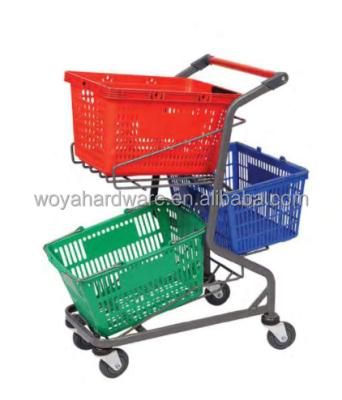 China 2 Layers Trolley Shopping Trolley Hand Cart Easy For Shopping Cart for sale