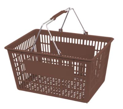 China Large Capacity Durable Mesh Metal Handle Bottom Shopping Basket Plastic for sale