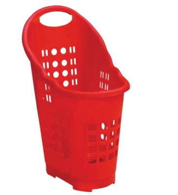 China Large capacity durable supermarket plastic shopping cart with 4 wheels for sale