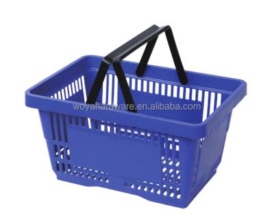 China Two Handles 28 Liters Double Handle Shopping Storage Basket For Supermarket for sale