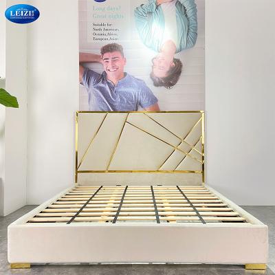 China High Velvet Tufted Luxury Upholstered Bed Frame Luxury Solid Wood King Size Bedroom Furniture for sale