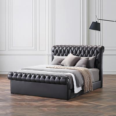 China Durable Modern Leather Upholstered 1.8 M Double Bed Designer Furniture Maker for sale