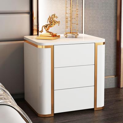 China Durable Solid Wood Contemporary Floating Nightstand Bedside Table With Three Drawer for sale