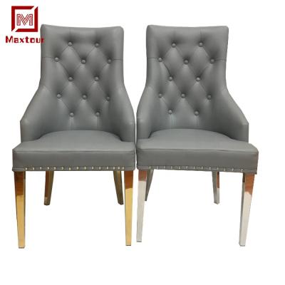 China High Style Luxury UK Bottom Decoration Stainless Steel Back PU Velvet Dining Chair Modern Dining Chairs for sale