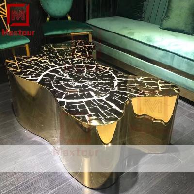 China Stainless Steel Luca Coffee Table Design Living Room Dining Wedding Party Events Organic Gold Furniture for sale