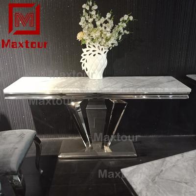 China Home Use Gray Hallway Corner Console Table Luxury Marble Top Decorative Console Table for sale