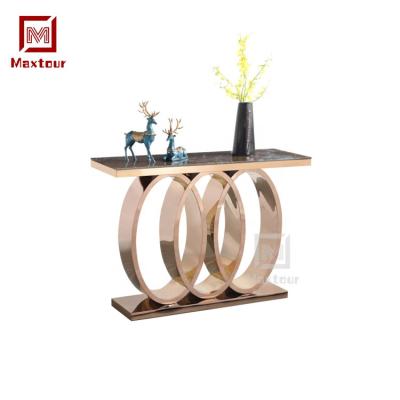 China Home Use Modern Creative Designs Marble Top Stainless Steel Console Table for sale