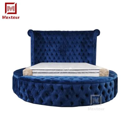 China High Quality Storage Headboard With Velvet Fabric Buttons King Size Storage Bed For Sale for sale