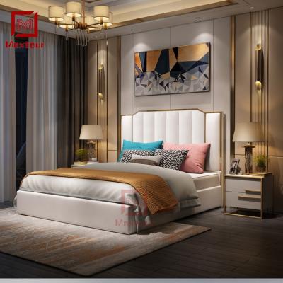 China Nordic Foldable Queen Leather Queen Size Luxury PU Furniture Bed Frame For Master Bedroom for sale