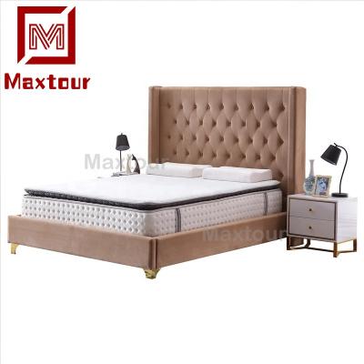 China Bed Bedroom Furniture Newest Adjustable Luxury Modern Metal Hotel Stainless Steel Hotel Leather Beds Large Beds for sale