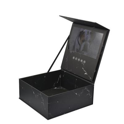 China Europe Factory Price Customized 7 Inch LCD Marble Black Screen Greet Video Gift Box Jewelry Ring Box For Advertising Business Marketing for sale