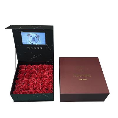 China Europe Universal 7 Inch LCD Display Jewelry Invitation Black Marble Business Gift Brochure Box Package Video for sale