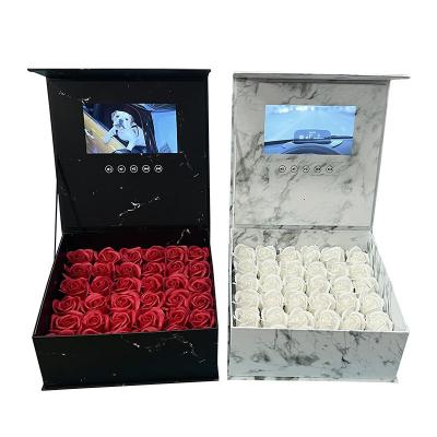 China Sale Europe Presentation Packaging Box Ring Lcd Screen Video Visual Greeting 7 Inch Gift Flower Box Jewelry Brochure for sale