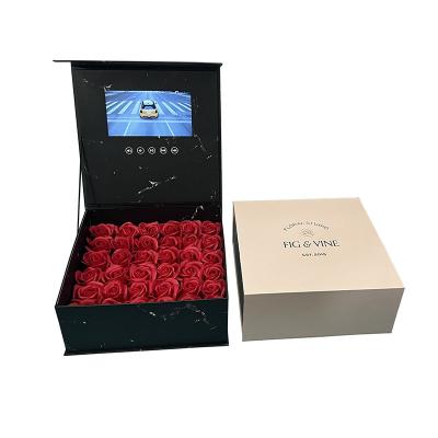 China Europe factory 7 inch gift flower box packaging lcd video greeting screen rose brochure video box for sale