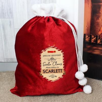 China Luxury Eco-Friendly Pom Pom Sack Large Flannel Christmas Santa Sacks Velvet Christmas Gift Bag Festival Party Decoration Bag for sale