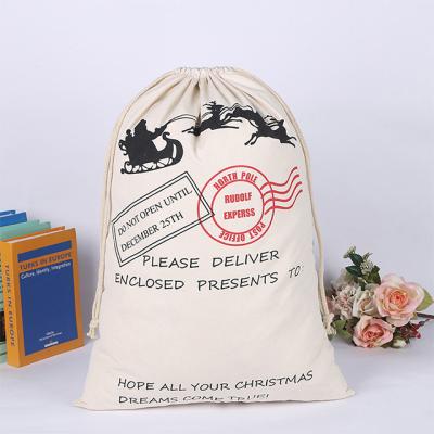 China With Organic Drawstring Santa Sacks Canvas Cotton Bags Christmas Drawstring Bags Large Gift Bags Festival Party Personalized Decoration for sale