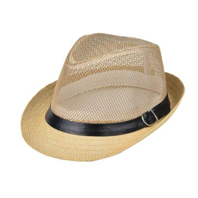 China Men Striped Mesh Head Breathable Panama Hat Big Straw Hat Summer Beach Hat Plus Size Jazz Hat Fedora Hat Straw Hat for sale