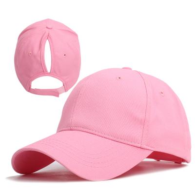 China New Solid Color Ladies Ponytail Baseball Cap Spring Summer COMMON Autumn Women Casual Hat Female Cotton Snapback Adjustable Sports Bone for sale