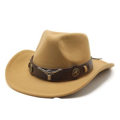 China Men's Black Striped Wool Women's Hat Gentleman Jazz Sombrero Hombre Cowgirl Western Hats Size 56-58cm for sale