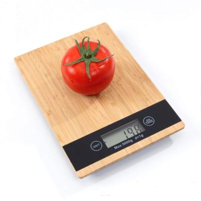 China WITH LID BKC005 Digital Household Scales Kitchen Food Fruit Vegetable Spice Baking Natural Bamboo Scales 5kg/1g Electronic Scale for sale