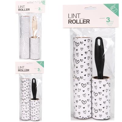 China Wholesale Ebay TikTok AMZ SHOPEE Manual Pet Fiber Roller For Clothes Portable Pet Hair Handle With 3pcs 60 Sheets Refills for sale