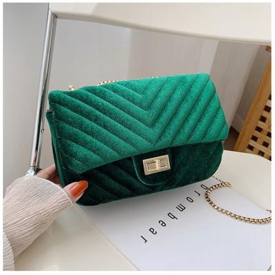 China Fashion velvet handbags for women 2021 women fashion luxury handbags for women designer famous brands chain purses and handbags ladies for sale