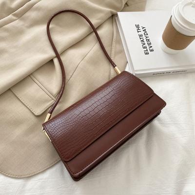 China 2021 Fashion Retro Alligator Pattern Women Fashion Bags Handbag PU Shoulder Armpit Bag Leather Chic Ladies Handbags for sale