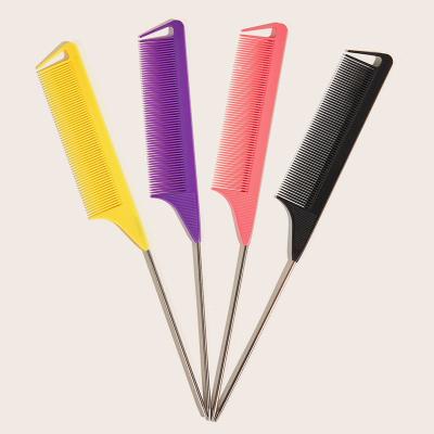 China High Temperature Resistant Plastic Salon Amazon Tip-Tail Comb Highlighting Rainbow End-Tooth Comb for sale