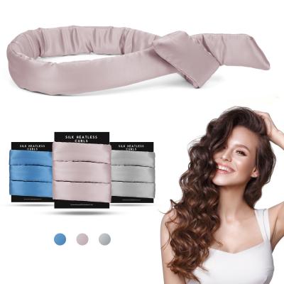 China Adjustable Hair Roller Settings Heatless Silk Curls For Long Hair, 100% Mulberry Silk No Heat Curling Tape To Sleep In Overnight for sale