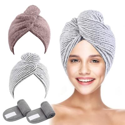 China Women&'s Super Absorbent Luxury Custom QUICK DRY Soft Magic Microfiber Wrap Hair Towel Wrap Microfiber Hair Wrap Turban Turban Towel Quick Dry for sale