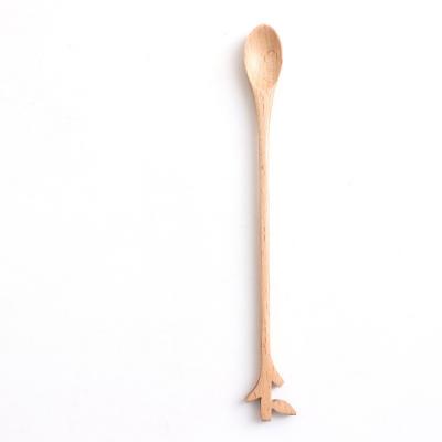 China Sustainable Teaspoon Fine Handle Straight Custom LOGO Custom Tableware Wooden Stirring Spoon for sale