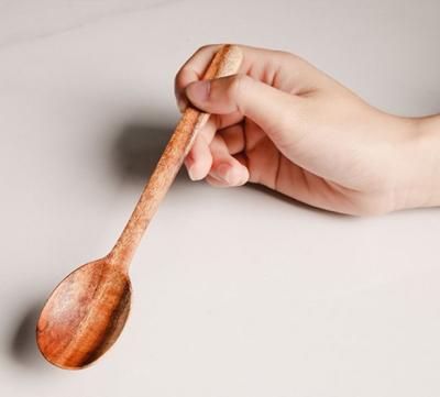 China Large Sustainable Long Handle Spoon With Handmade Hook Rice Soup Acacia Wood Cooking Spoons for sale