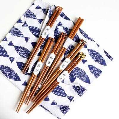 China Color Stocked 235cm Oblique Head Japanese Geometric Pattern Reusable Wooden Chopstick for sale