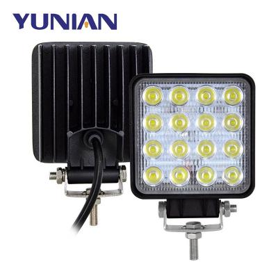 China Car Accessories 12V 24V 4 Inch 48W 16LED LED Work Light Die Cast Aluminum Square Off Road Flood Spot Lamp For Car Truck SUV Waterproof Work Lamp for sale