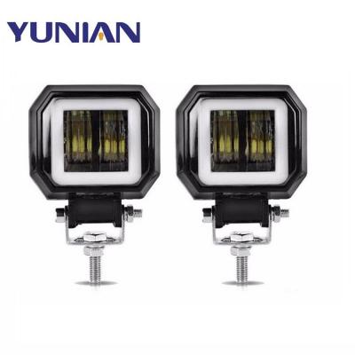 China Hot Selling Aluminum Alloy 3Inch 12V 24V 6500K 20W Square LED Waterproof Portable Spot Lights Angel Eyes Light Bar for Car Offroad Boat for sale