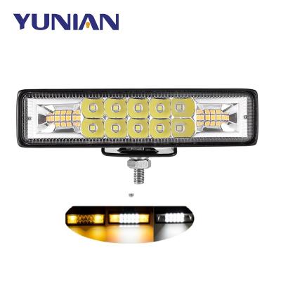 China Aluminum+LED Work Light Bar 6inch 48W Flash Strobe Combo Beam White Yellow Yellow For Atv Suv Motorcycle Truck Trailer Car Accessories for sale