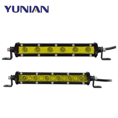 China Aluminum+LED 7inch Super Slim 18W Yellow LED Work Light Bar Spot Flood LED Offroad Beam 12V 24V Fog Driving Headlight 4x4 4WD ATV Truck for sale