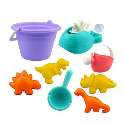 China 10Pcs Summer Kids Plastic Outdoor Beach Toys Set Silicone Bucket Beach Silicone Animal Beach Toys for sale