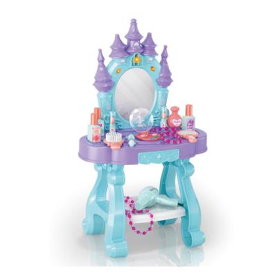 China Amazon Children Pretend Toy Play Room Plastic Magic Girl Princess Dressing Table Beauty Make Up Toy Set For Girls Kids 42*26*65cm for sale