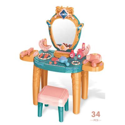 China Pretend Beauty Dresser Play Set Girls Girls Toys Vanity Bench Set Dresser Make Up Kit Cosmetic Pretend Play Accessories 60*26.5*70cm for sale