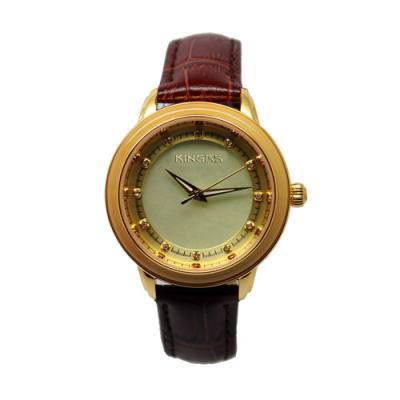 China Green Jade Dial Ladies Wrist Watches Vogue Mineral Glass Leather Band for sale