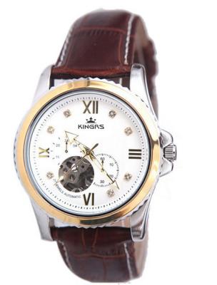 China Leather Band Mechanical Automatic Watches With Stainless Steel Case for sale