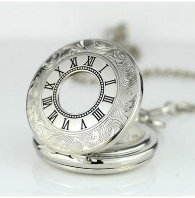 China Alloy Skeleton Movement Silver Pocket Watches For Mens , Man's Pocket Watch for sale