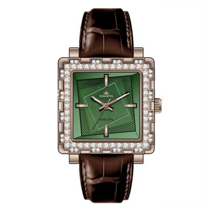 China OEM Couple Fashional Jade Watch Genuine Leather Wrist Watch Green for sale