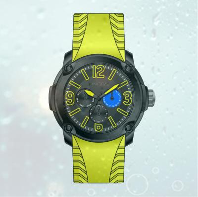 China Fashion Men's  Silicone  Strap  Stainless steel wrist Watches with 6 watch hands for sale