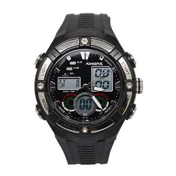 China Dual time analog waterproof mens digital watches , fashion digital sports watch OEM for sale