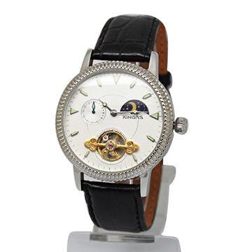 Chine Montres mécaniques automatiques squelettiques en cuir pour l'acier inoxydable des hommes à vendre