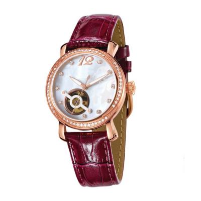 Chine Montre-bracelet mécanique de résistant à l'eau de 5 atmosphères/montres automatiques de dames avec le cuir véritable à vendre