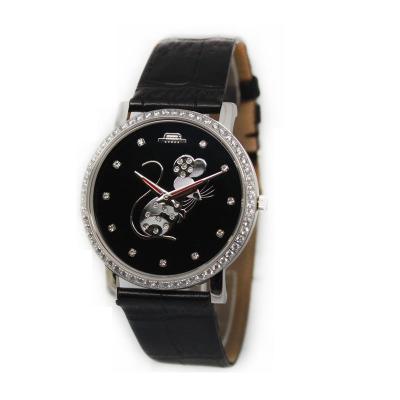 China Stainless Steel Women Jewelry Watch Fashion Black Zircon UP Pattern for sale