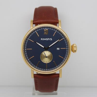 China Elegent Men's Wrist Watches,High Quality Stainless steel watch with Genuine Leather strap ,OEM Men Watch for sale